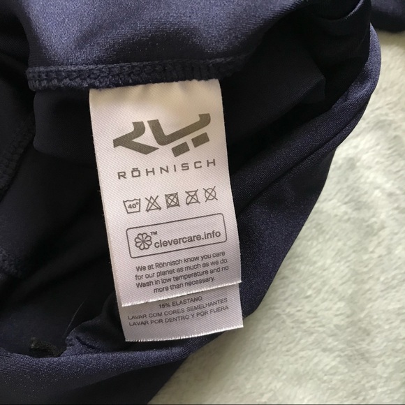 Röhnisch Liza Shiny Logo Workout Leggings Tights Glossy Blue Black XL - Picture 10 of 13